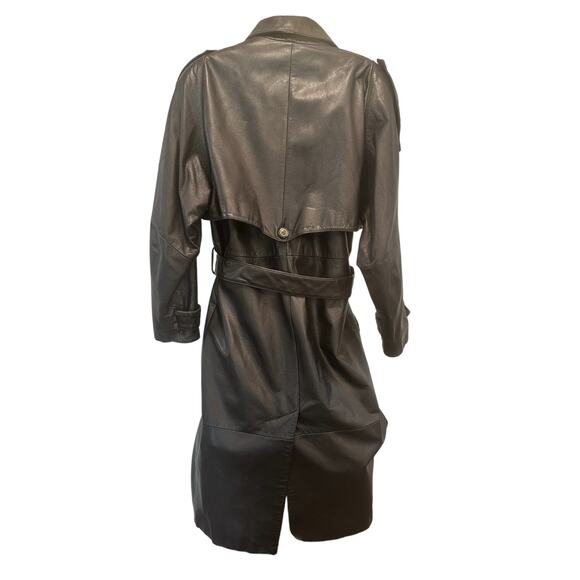 Wilsons The Leather Experts Woman’s Long Black Leather Trench Coat Size PS - Picture 7 of 15
